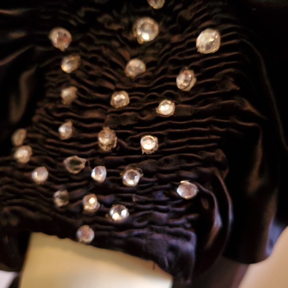 Vintage 30s Inky Black Satin Gown - Picture 6 of 13
